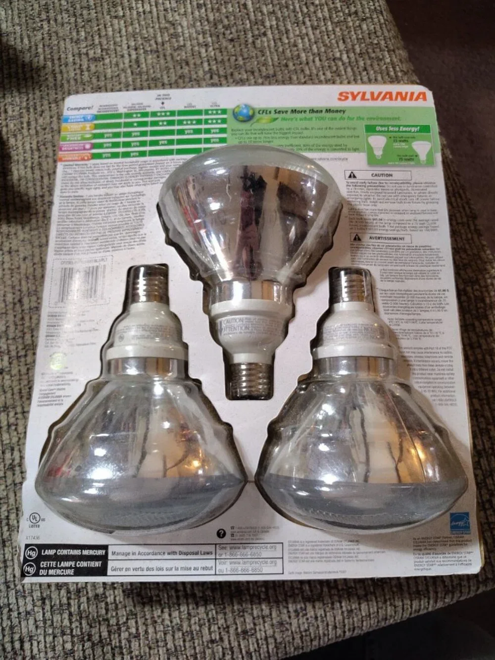Sylvania PAR38 CFL Floodlight Bulbs 23W 75W Replacement 3-Pack